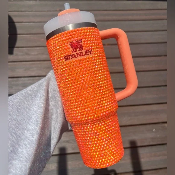 30oz ORANGE Bedazzled Bling Stanley Tumbler - Picture 1 of 4